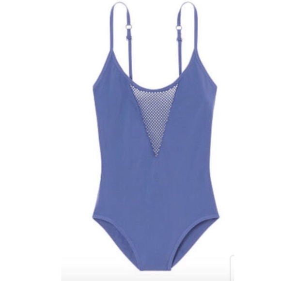 NWT Mesh Seamless Bodysuit Top Iris Blue - Picture 2 of 2